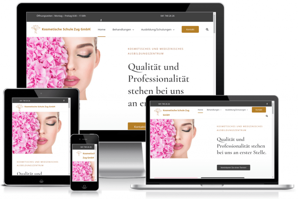 Erstellung der neuen Wordpress Website für die 'Kosmetische Schule Zug GmbH'