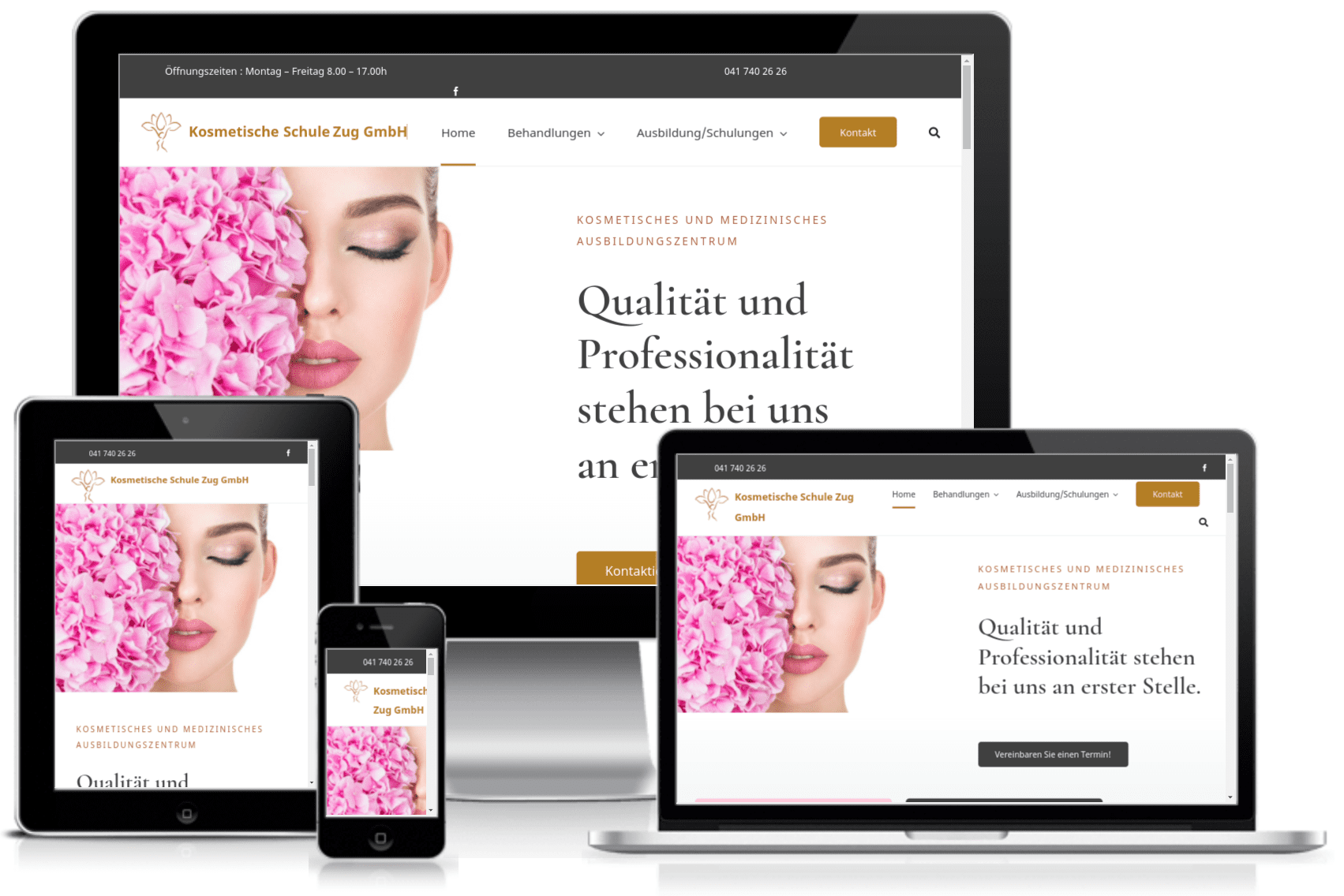 Erstellung der neuen Wordpress Website für die 'Kosmetische Schule Zug GmbH'