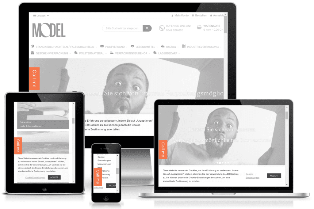 Neuer E-Shop für den Packshop der Model AG in CH und AT